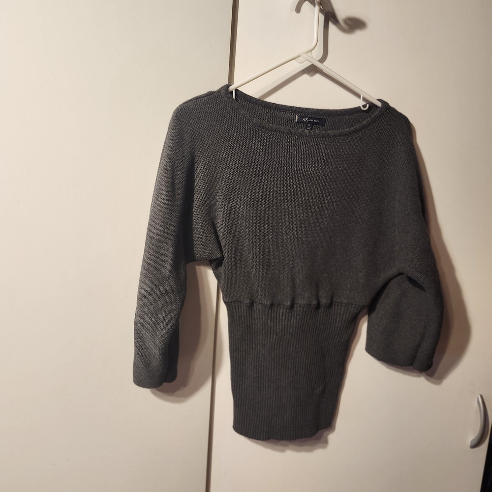 Anne Klein Charcoal Gray Crew Neck Sweater